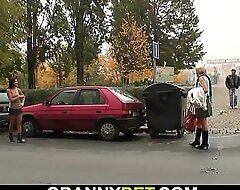 Old granny prostitute is picked up and fucked