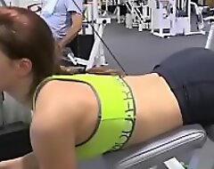 Hot sexy teen tyro Fiona show her natural big boobs while she is still at the gym