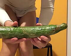 30 centimeters of long cucumber for my very very hungry ass!