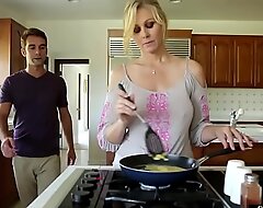 Orally self-satisfied milf team-fucked by her stepson