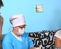 Sawbones watches hymen check-up and virgin kitten reaming