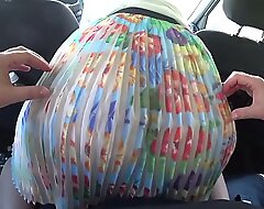Lesbians wide a strapon fuck nigh the car. Fruitful in the beam ass together with hairy pussy POV.