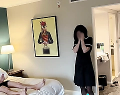 PUBLIC DICK FLASH. I pull out my dick in front of a hotel maid and she agreed to help me cum.