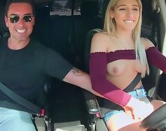 Sporty blonde vixen with fine ass gets fucked in a van